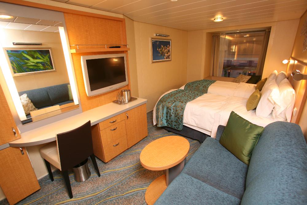 A promenade stateroom onboard Royal Caribbean's Oasis of the Seas .