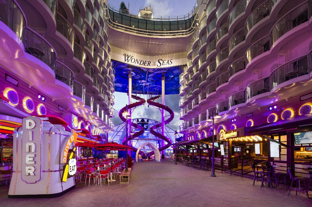 Boardwalk, one of eight unique neighborhoods on board Wonder of the Seas .