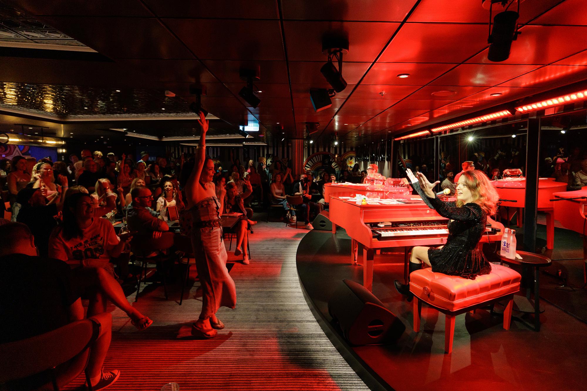 On Royal Caribbean’s Legend of the Seas , the Icon Class signature Dueling Pianos returns to the Royal Promenade, where two talented pianists go key-to-key, taking live requests…