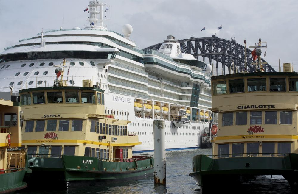 Royal Caribbean's Radiance of the Seas docked at Sydney Harbour in Sydney, Australia.