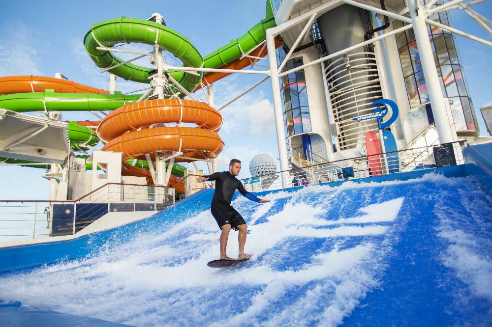 March 2016 - Guests onboard Liberty of the Seas can enjoy a collection of waterslides called the Perfect Storm including the first-ever boomerang slide, Tidal Wave.