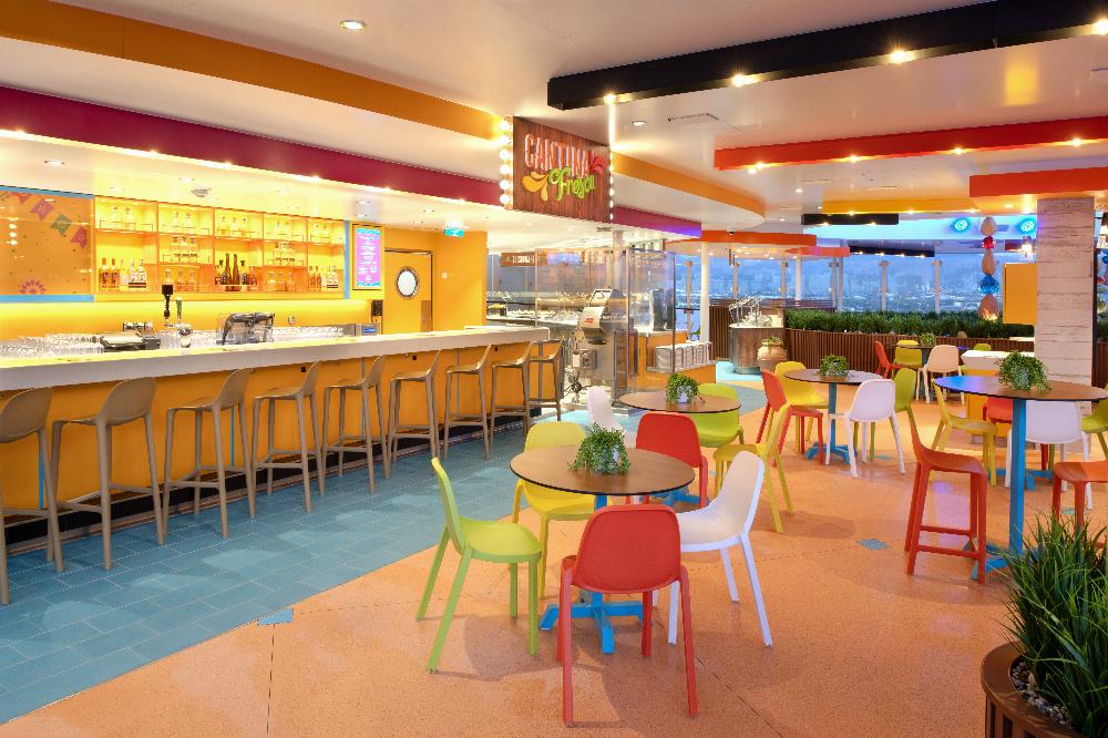 Cantina Fresca, alongside El Loco Fresh - the poolside grab-and-go spot for quesadillas, made-to-order tacos, nachos and more - serves up "aguas frescas," margaritas and other…