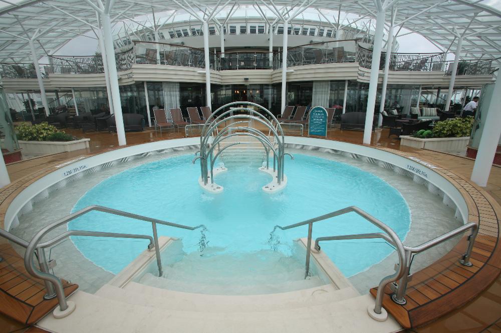 A whirlpool located in the adults only Solarium onboard Royal Caribbean's Allure of the Seas .